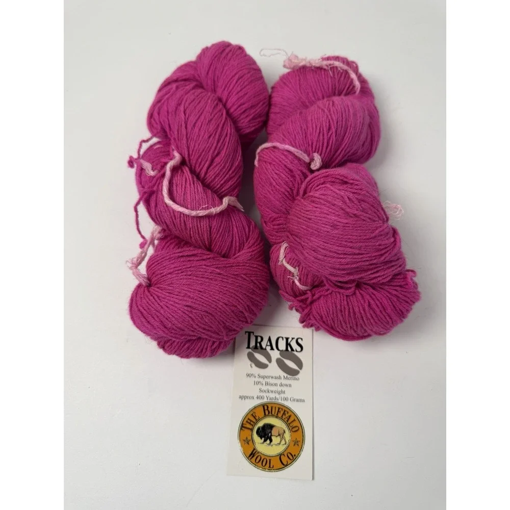 The Buffalo Wool Co Yarn Superwash Merino & Bison Down Sockweight Lot‎ Of 2 Pink